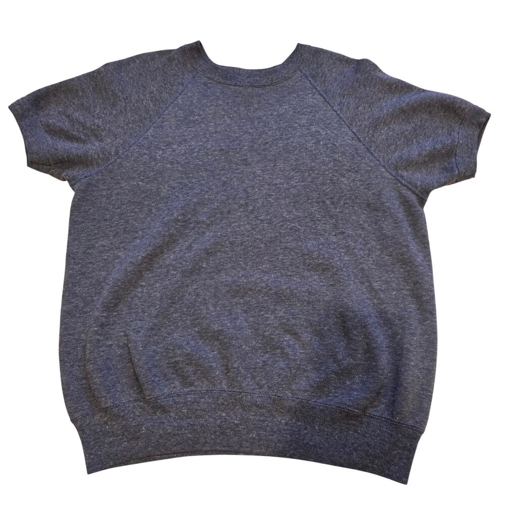 Vintage Artex Short Sleeve Raglan Sweatshirt Blank Heather Blue Large USA 70s